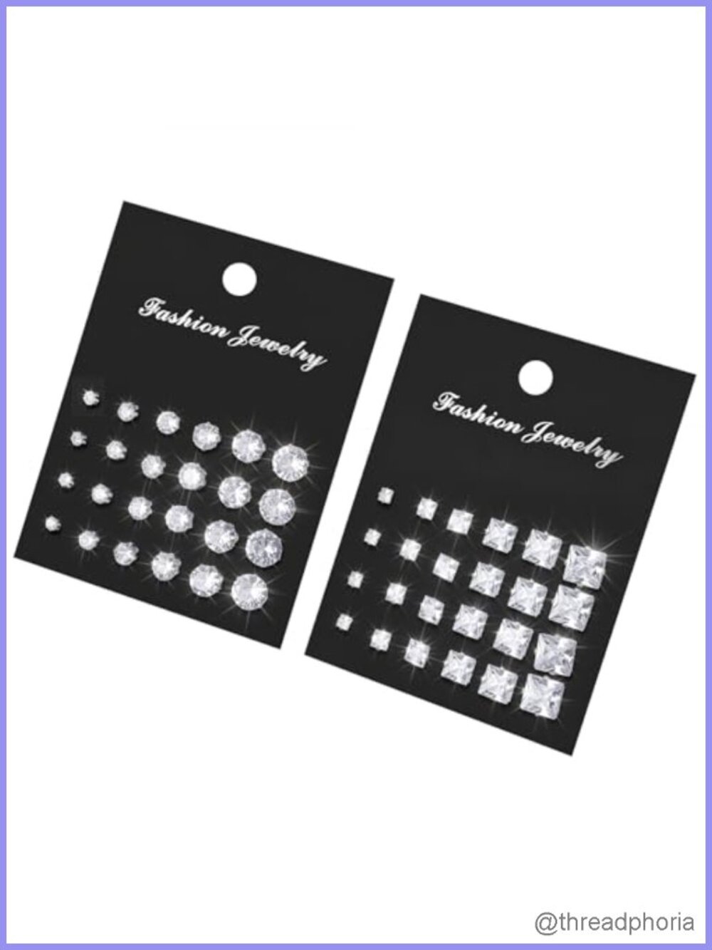 24 Pairs Cubic Zirconia Stud Earrings Stainless Steel Set